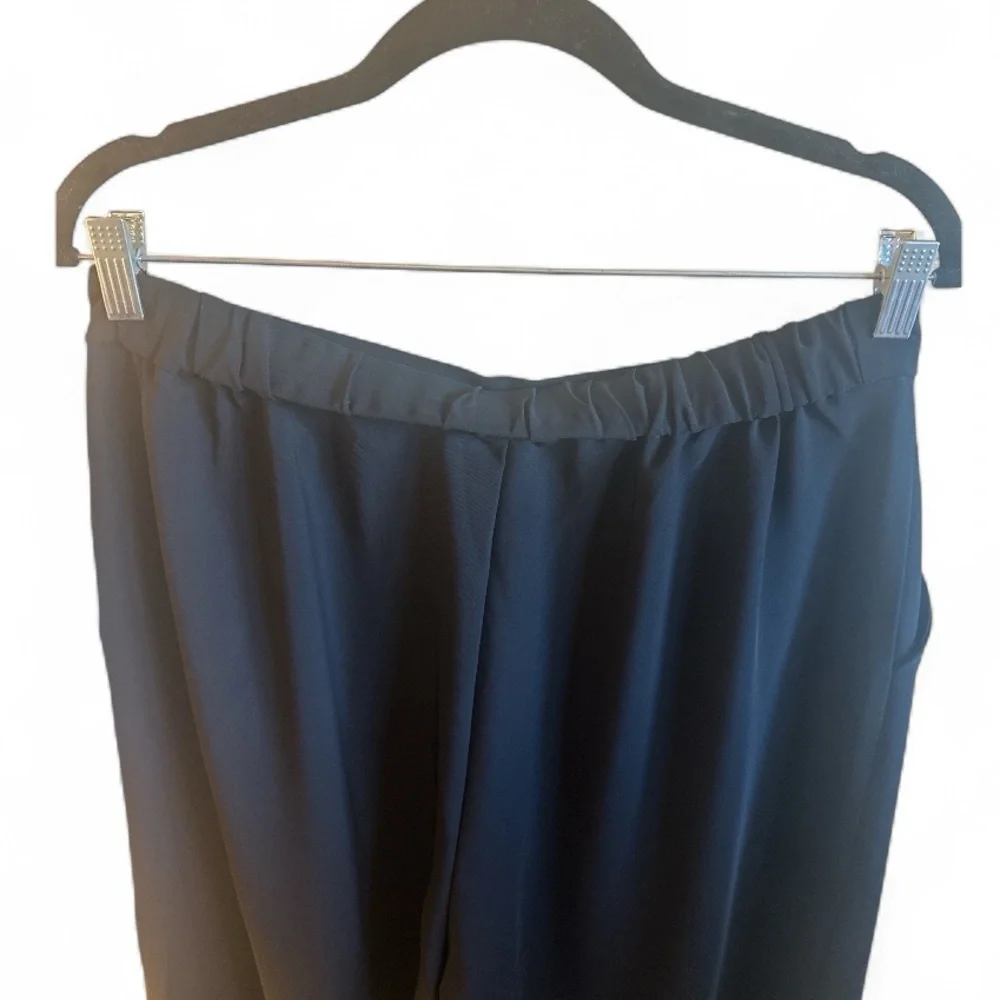 Zenana Wide Leg Pants Size XL Black High Rise Pockets Elastic Waistband At Back - Picture 5 of 12